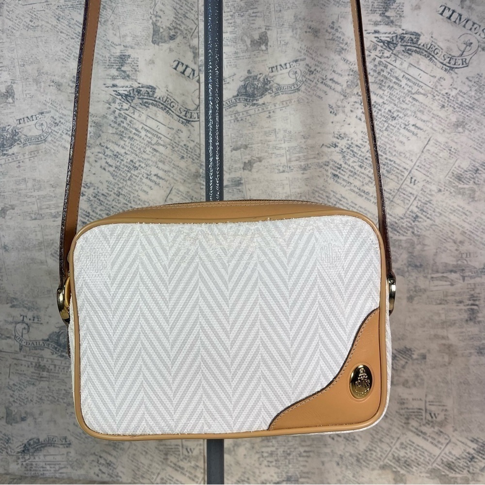 Vintage 80s Mark Cross Signature Herringbone Crossbody Bag Made in Italy